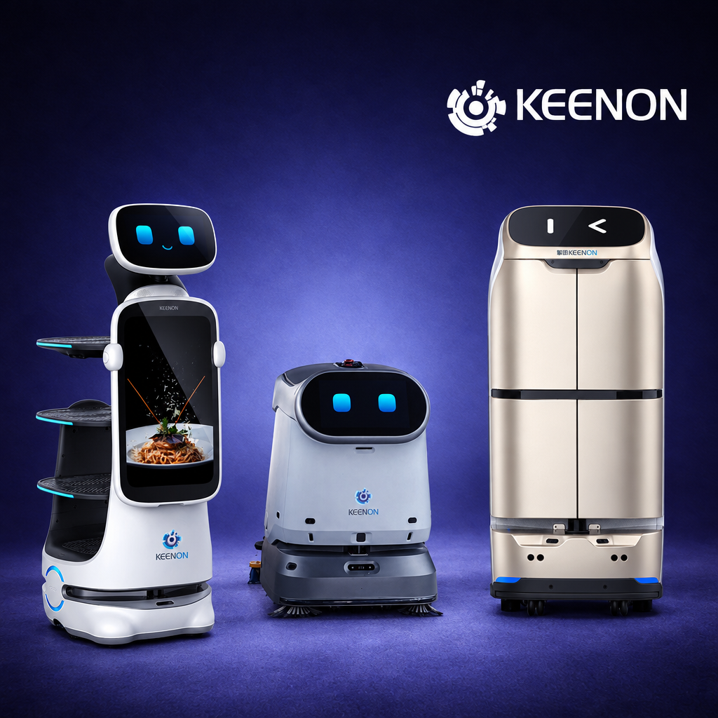 KEENON service robots — DINERBOT T10, KLEENBOT C40 and BUTLERBOT W3